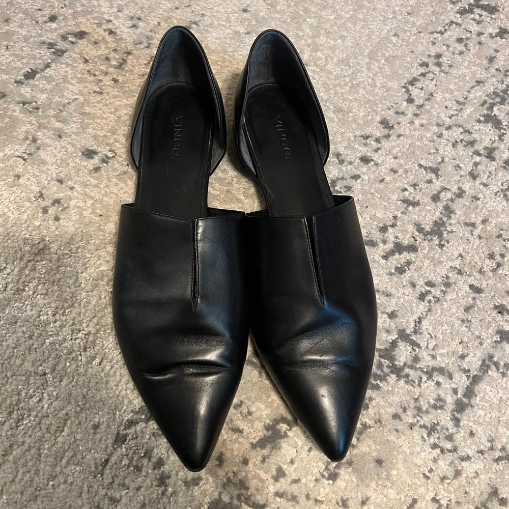 Vince Darlington Black Leather D’Orsay Flats